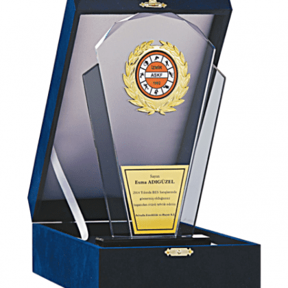 Kadife Kutulu Kristal Plaket 26 cm