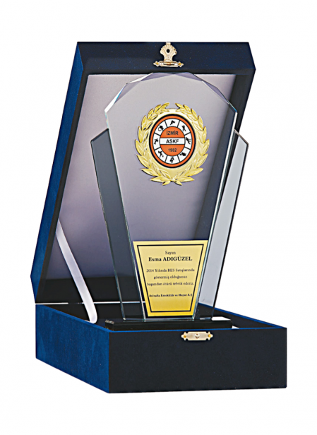Kadife Kutulu Kristal Plaket 26 cm