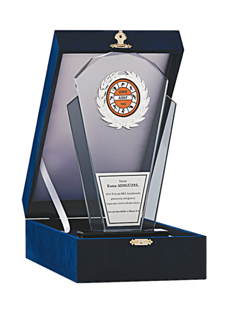 Kadife Kutulu Kristal Plaket 26 cm
