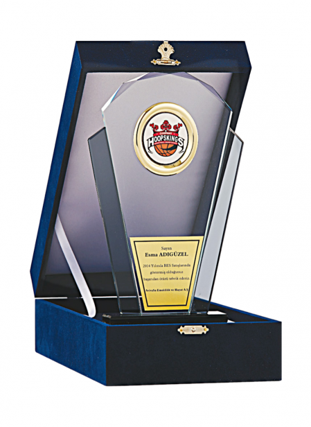 Kadife Kutulu Kristal Plaket 26 cm