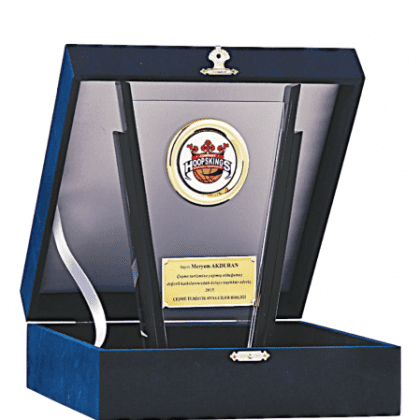 Kadife Kutulu Kristal Plaket 23 cm