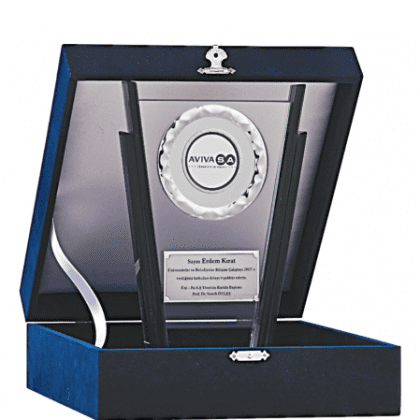 Kadife Kutulu Kristal Plaket 23 cm