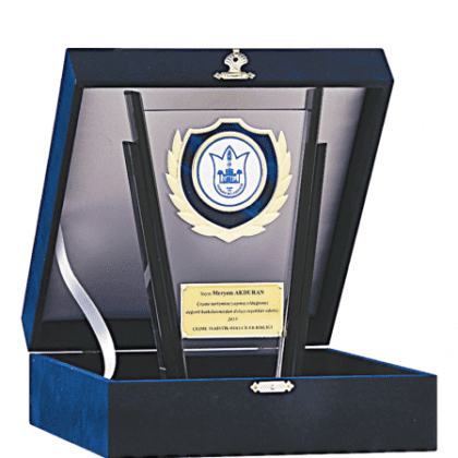 Kadife Kutulu Kristal Plaket 23 cm