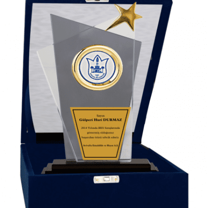 Kadife Kutulu Kristal Plaket 27 cm