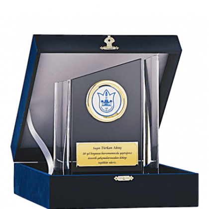 Kadife Kutulu Kristal Plaket 23 cm