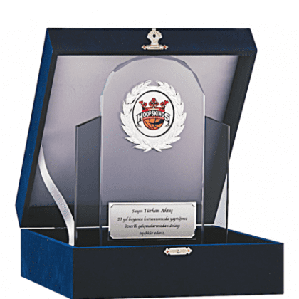 Kadife Kutulu Kristal Plaket 24 cm