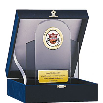 Kadife Kutulu Kristal Plaket 24 cm