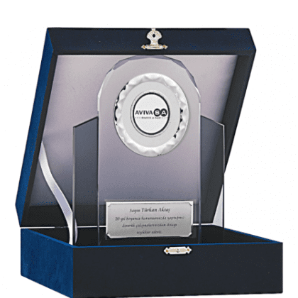 Kadife Kutulu Kristal Plaket 24 cm