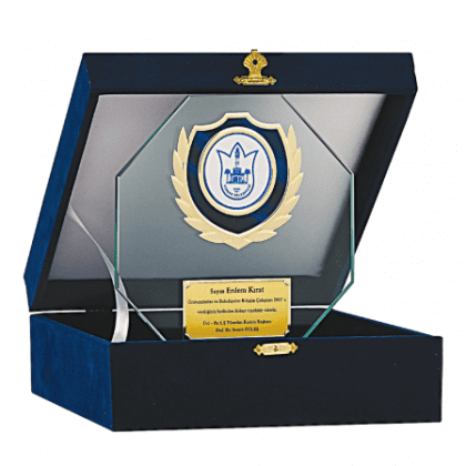 Kadife Kutulu Kristal Plaket 18 cm
