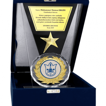 Kadife Kutulu Kristal Plaket 26 cm