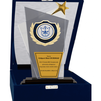 Kadife Kutulu Kristal Plaket 27 cm