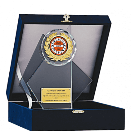Kadife Kutulu Kristal Plaket 24 cm
