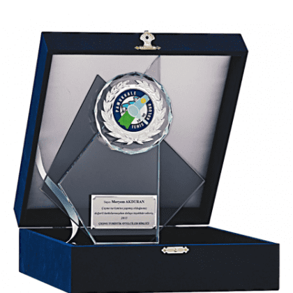 Kadife Kutulu Kristal Plaket 24 cm