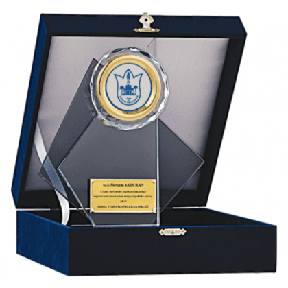 Kadife Kutulu Kristal Plaket 24 cm