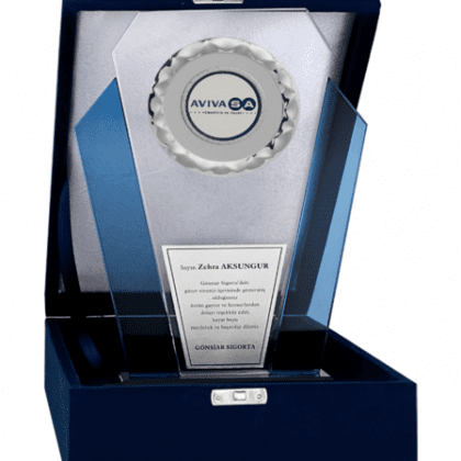 Kadife Kutulu Kristal Plaket 27 cm