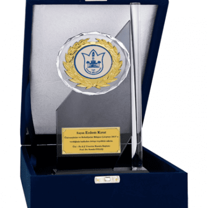 Kadife Kutulu Kristal Plaket 26 cm