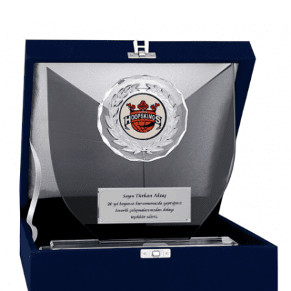 Kadife Kutulu Kristal Plaket 22 cm