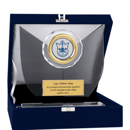 Kadife Kutulu Kristal Plaket 22 cm