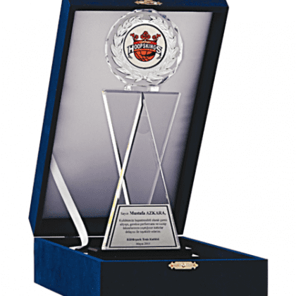 Kadife Kutulu Kristal Plaket 28 cm