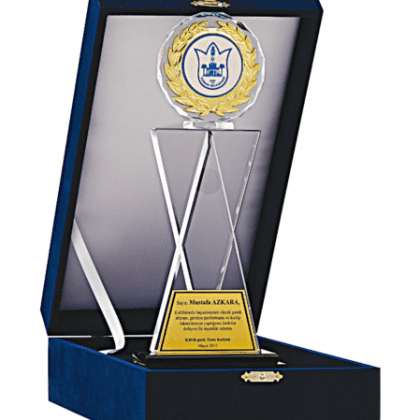 Kadife Kutulu Kristal Plaket 28 cm