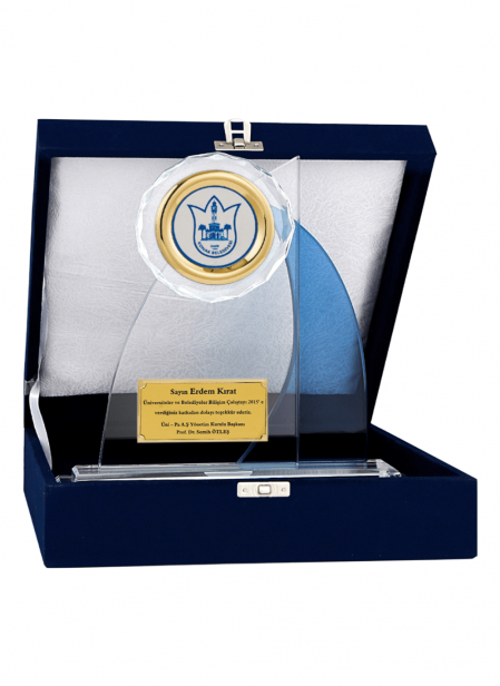 Kadife Kutulu Kristal Plaket 23 cm