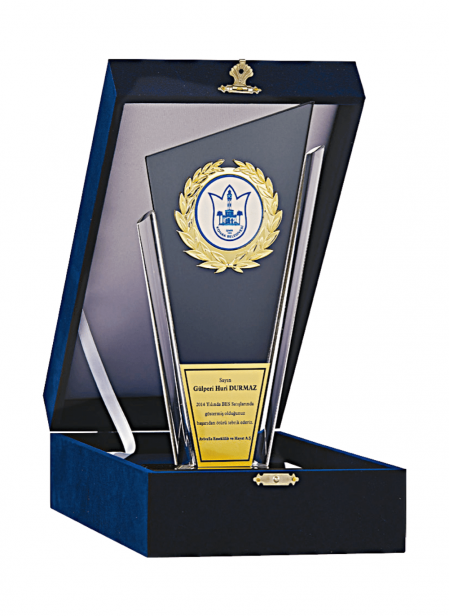Kadife Kutulu Kristal Plaket 27 cm