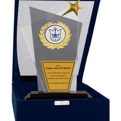 Kadife Kutulu Kristal Plaket 27 cm